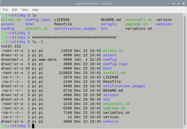 ls output