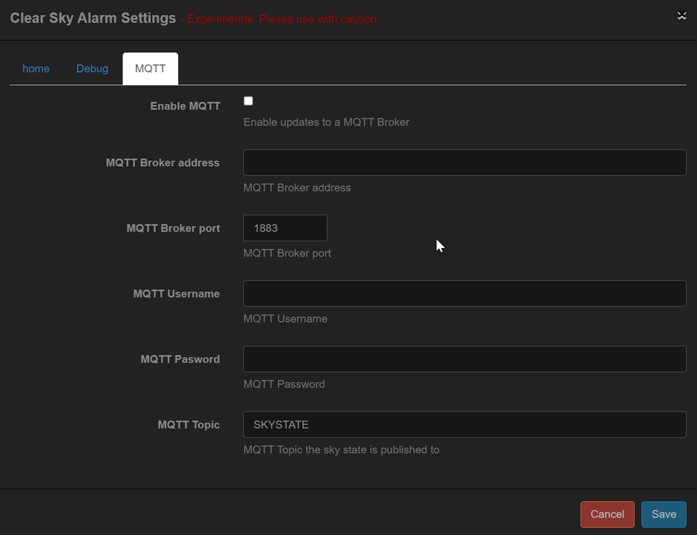 Clearksy Settings