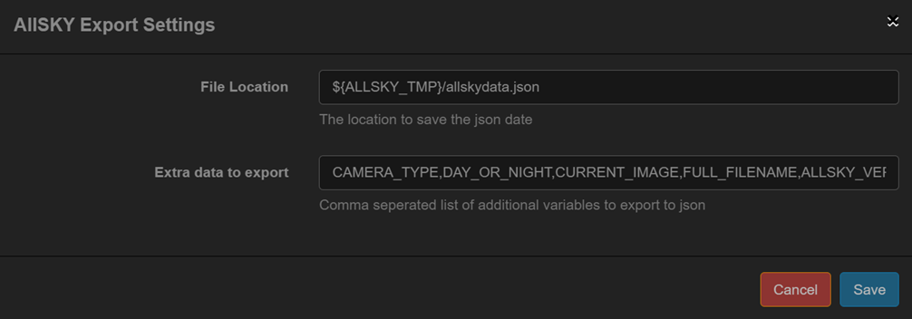 Export Settings