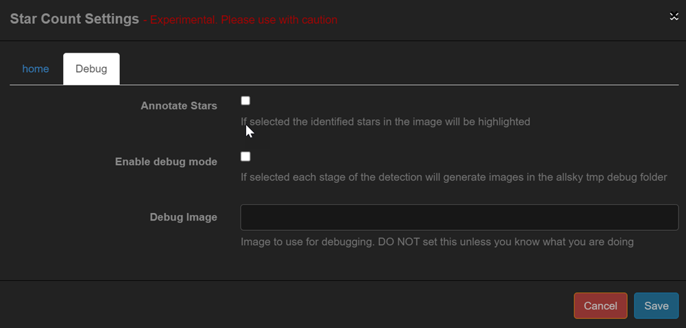 Starcount Settings